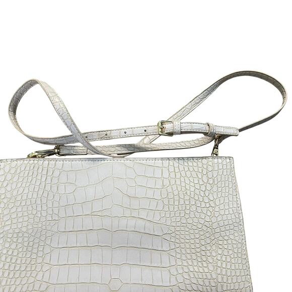 Sondra Roberts | Faux Crocodile Embossed Convertible Clutch Crossbody Bag | Nude - Picture 12 of 14